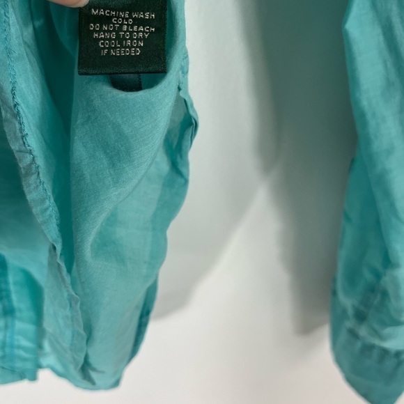 LAUREN Ralph Lauren Cotton Silk Blend Button Up Womens Size XS Blue Shirt Top - Picture 14 of 14